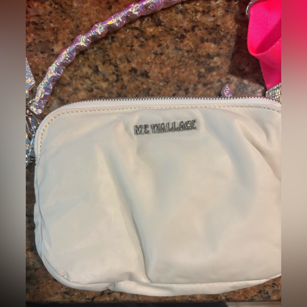 MZ Wallace White Crossbody Bag with Pink Strap - Picture 8 of 16